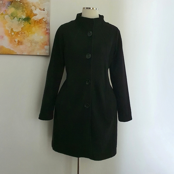 David Lawrence Merino Wool Women's Black Coat with Pockets Size 14 - Picture 2 of 6